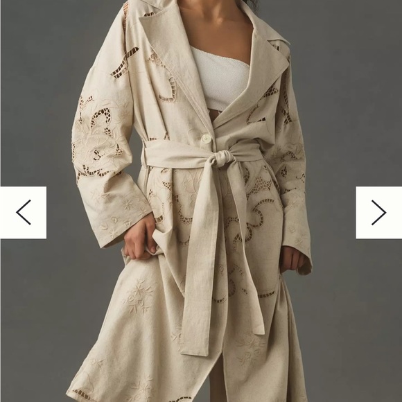 Avec Les Filles Cutwork Linen Trench Coat NWT - Picture 2 of 8